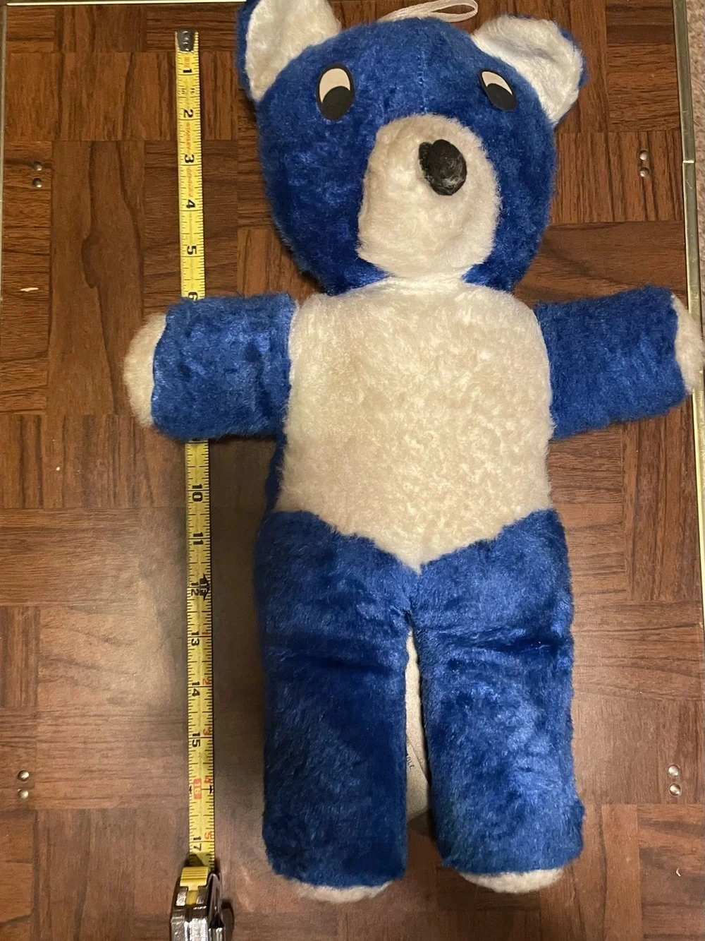 Vintage 50s-60s Blue Teddy Bear Carnival Prize Stuffed Animal 18” Good Condition